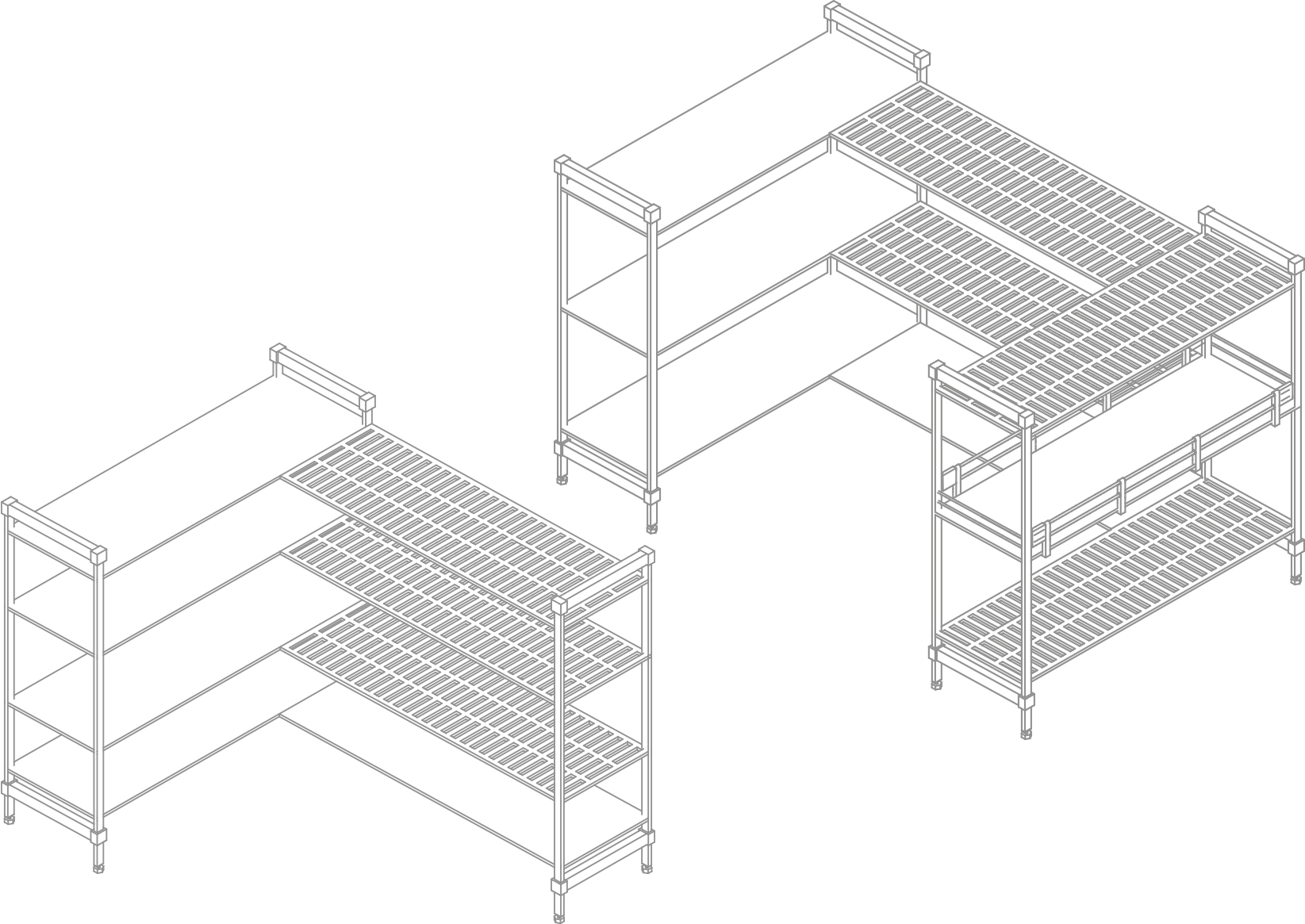 Etagère d’angle et étagère en U